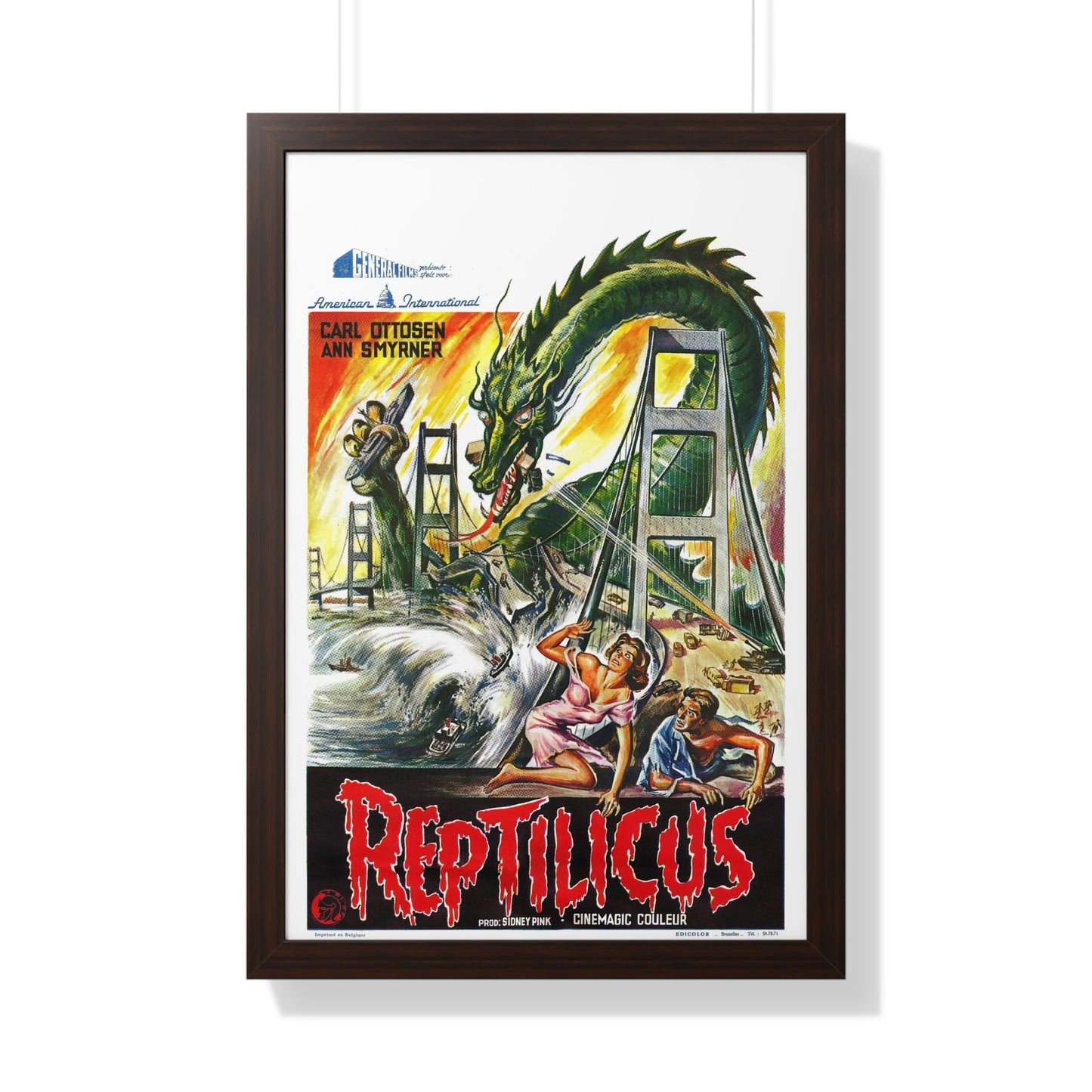 REPTILICUS (BELGIAN) 1961 - Framed Movie Poster-20" x 30"-The Sticker Space