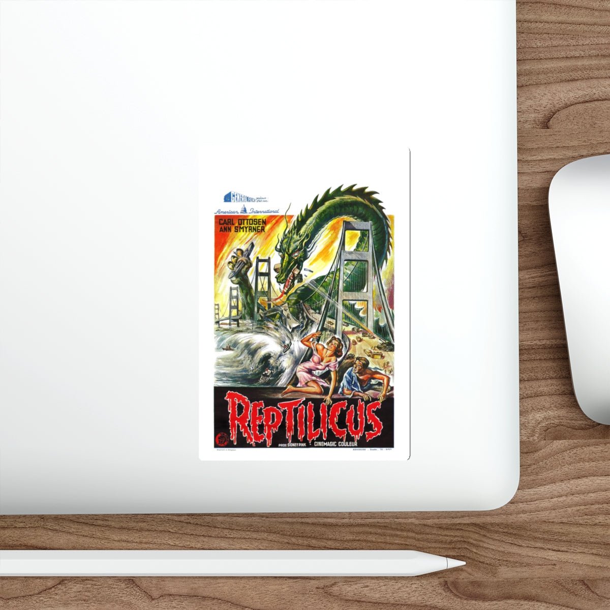 REPTILICUS (BELGIAN) 1961 Movie Poster STICKER Vinyl Die-Cut Decal-The Sticker Space