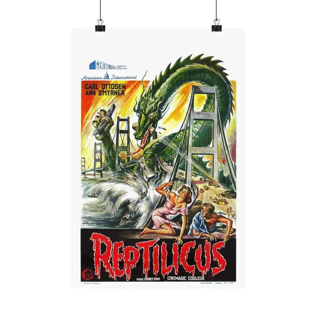 REPTILICUS (BELGIAN) 1961 - Paper Movie Poster 12″ x 18″ Matte - The Sticker Space