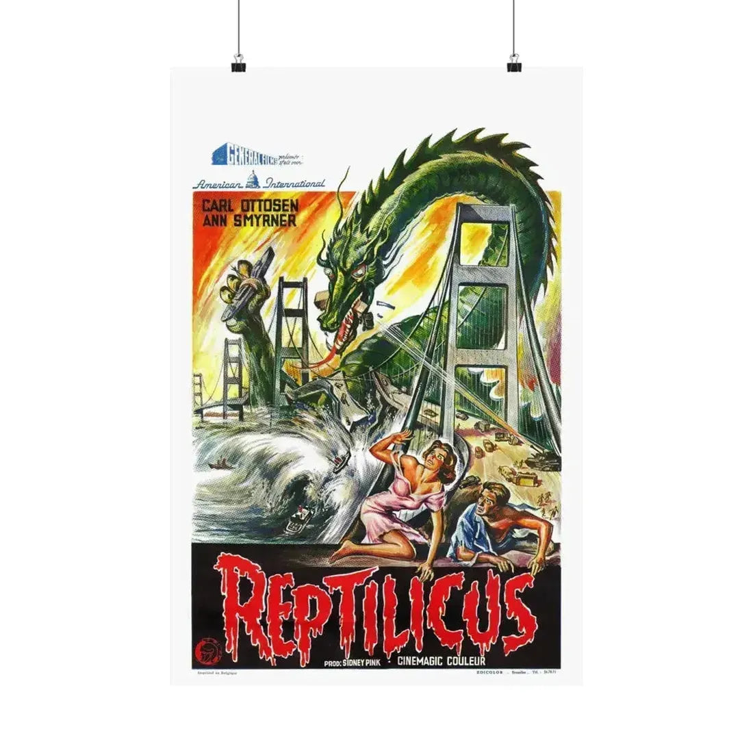 REPTILICUS (BELGIAN) 1961 - Paper Movie Poster 20″ x 30″ Matte - The Sticker Space