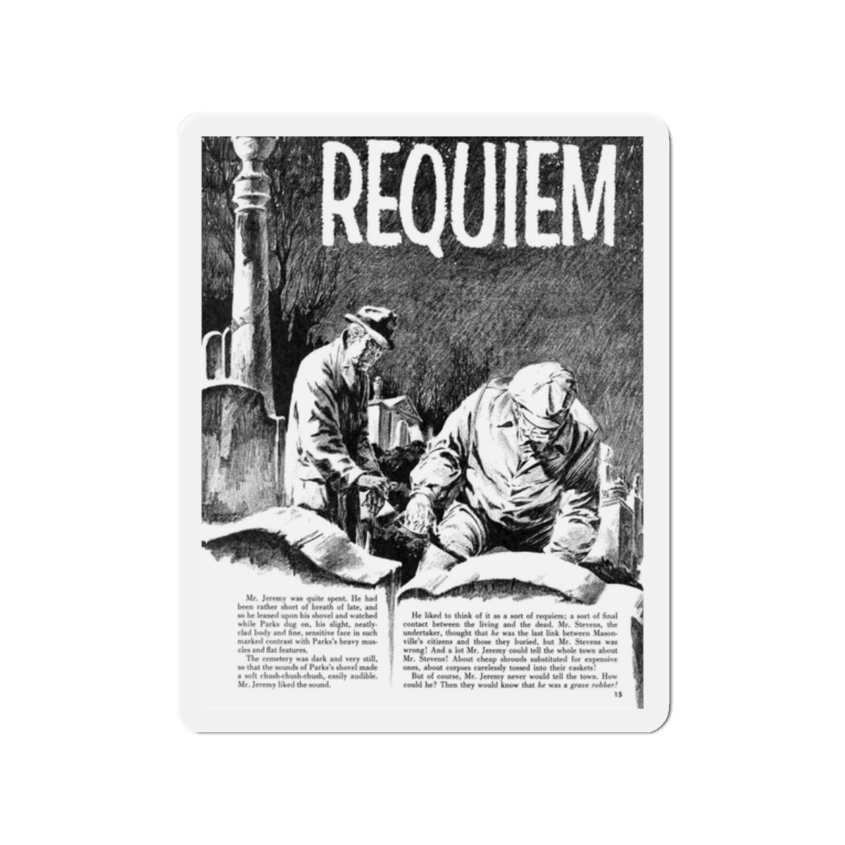 Requiem, Terror Illustrated, April 1956 (Magazine Illustration) Refrigerator Magnet-2 Inch-The Sticker Space