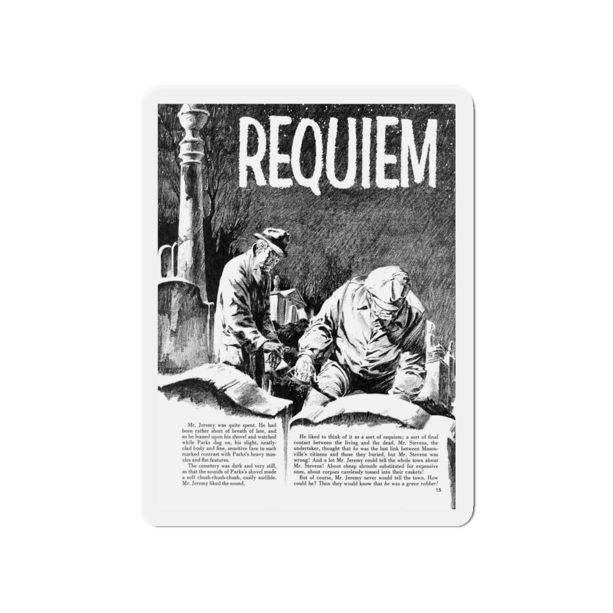 Requiem, Terror Illustrated, April 1956 (Magazine Illustration) Refrigerator Magnet-4 Inch-The Sticker Space