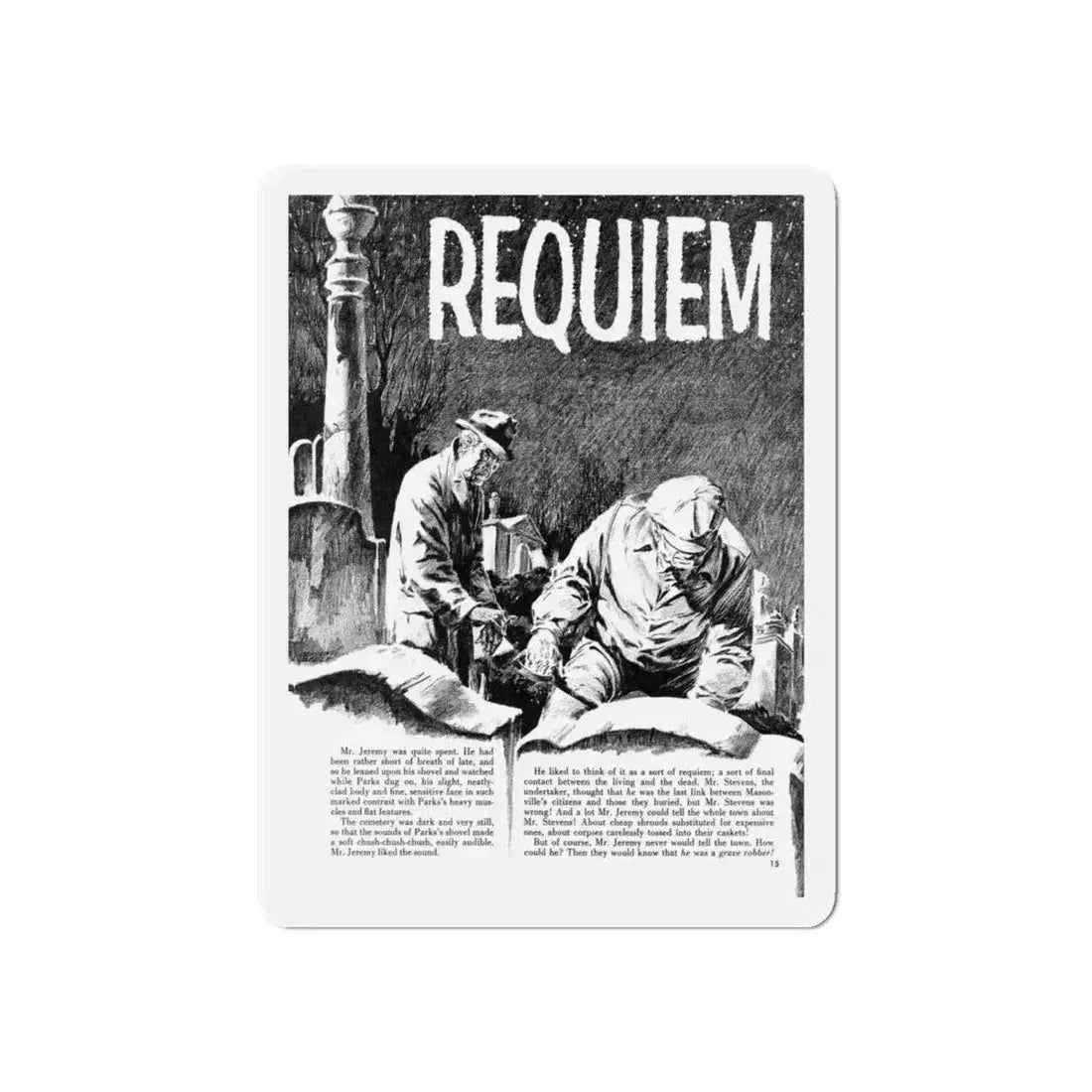 Requiem, Terror Illustrated, April 1956 (Magazine Illustration) Refrigerator Magnet 6 Inch Die-Cut - The Sticker Space