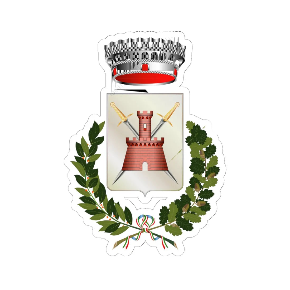 Resana coat of arms (Italy) (Coat of Arms) STICKER Vinyl Kiss-Cut Decal 6 Inch White - The Sticker Space