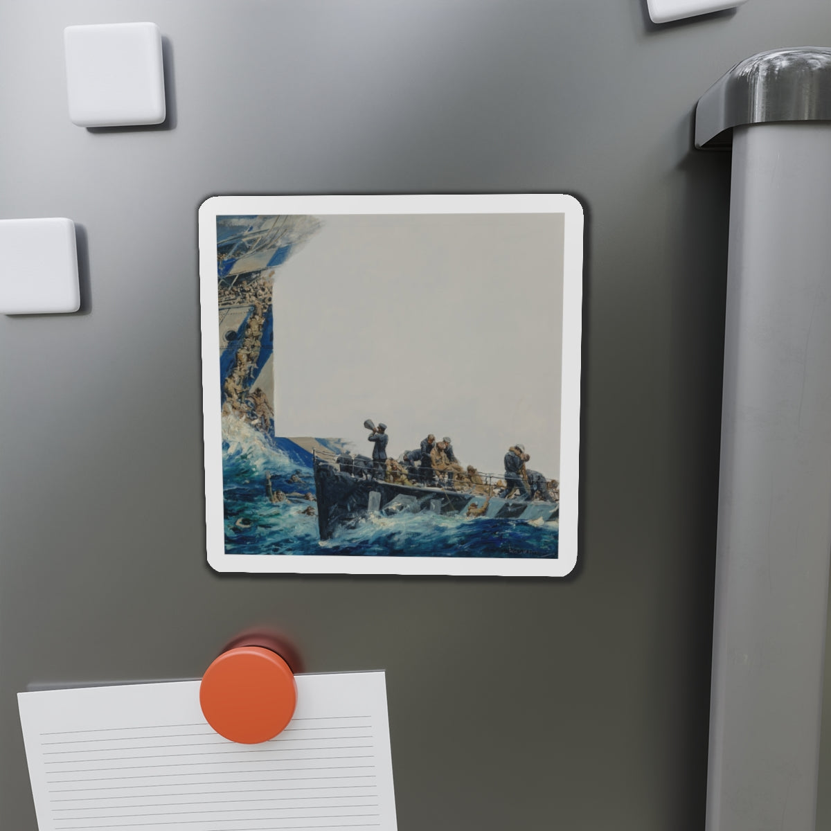 Rescue at Sea (Magazine Illustration) Refrigerator Magnet-The Sticker Space