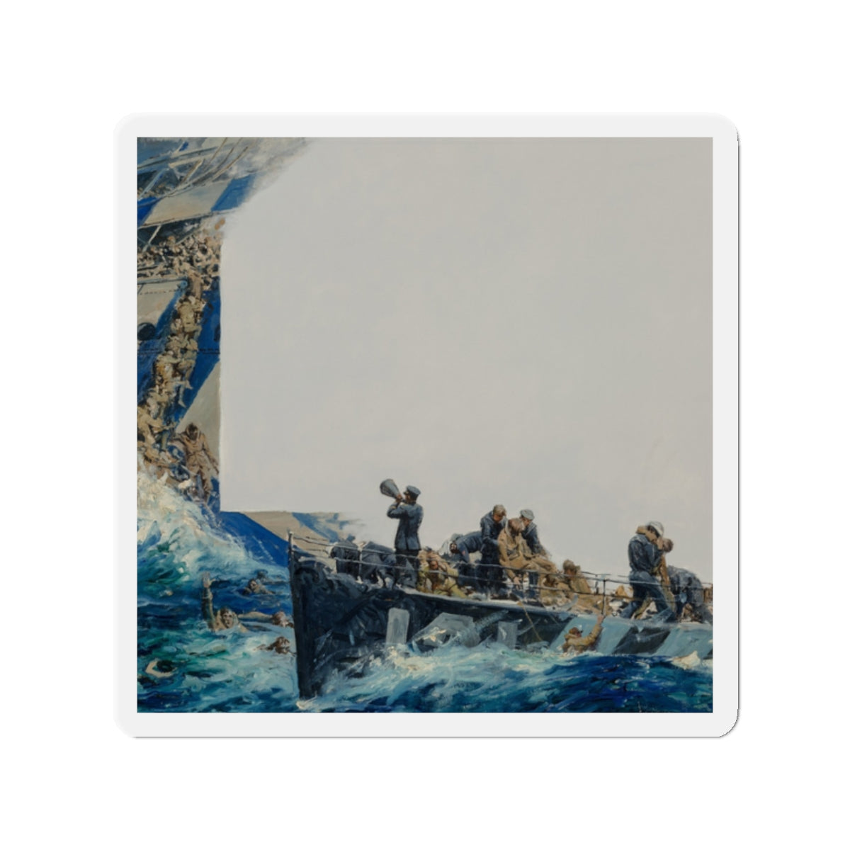 Rescue at Sea (Magazine Illustration) Refrigerator Magnet-2 Inch-The Sticker Space