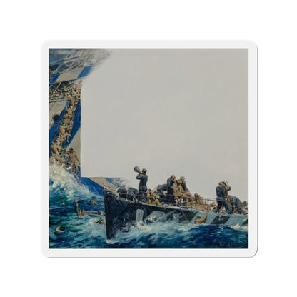 Rescue at Sea (Magazine Illustration) Refrigerator Magnet-3 Inch-The Sticker Space