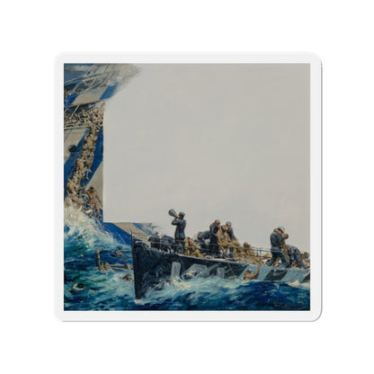 Rescue at Sea (Magazine Illustration) Refrigerator Magnet-4 Inch-The Sticker Space