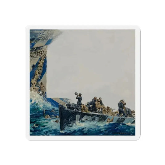 Rescue at Sea (Magazine Illustration) Refrigerator Magnet 6 Inch Die-Cut - The Sticker Space