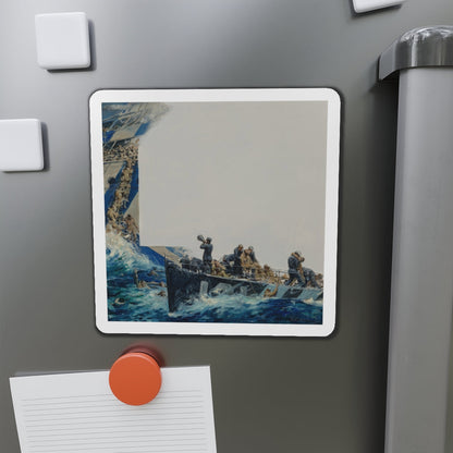 Rescue at Sea (Magazine Illustration) Refrigerator Magnet-The Sticker Space