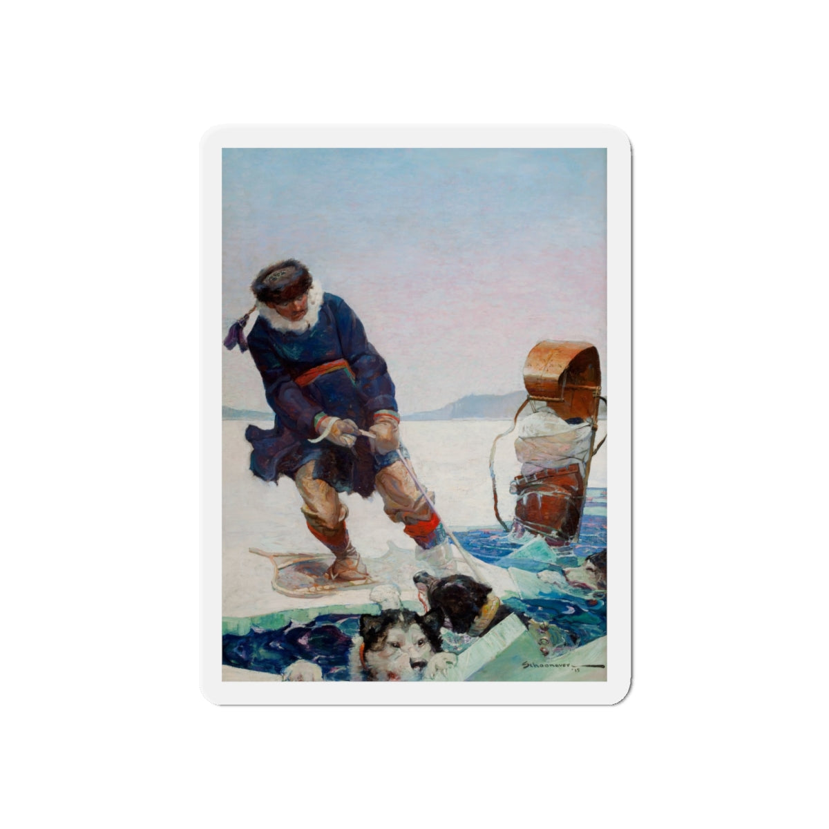 Rescue Dog Team and U.S. Mail, Popular Magazine cover, December 1915 (Magazine Illustration) Refrigerator Magnet-6 × 6"-The Sticker Space