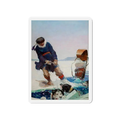 Rescue Dog Team and U.S. Mail, Popular Magazine cover, December 1915 (Magazine Illustration) Refrigerator Magnet 4 Inch Die-Cut - The Sticker Space