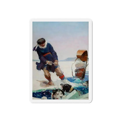 Rescue Dog Team and U.S. Mail, Popular Magazine cover, December 1915 (Magazine Illustration) Refrigerator Magnet 6 Inch Die-Cut - The Sticker Space