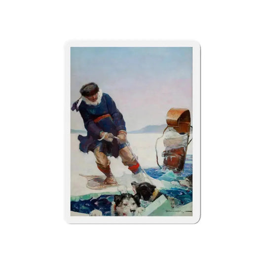 Rescue Dog Team and U.S. Mail, Popular Magazine cover, December 1915 (Magazine Illustration) Refrigerator Magnet 6 Inch Die-Cut - The Sticker Space