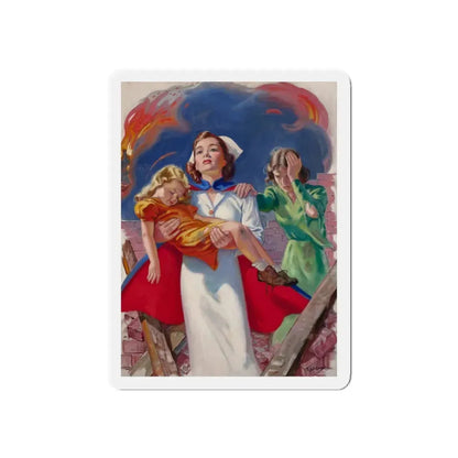 Rescuing the Children, probable Red Cross advertisement (Magazine Illustration) Refrigerator Magnet - The Sticker Space