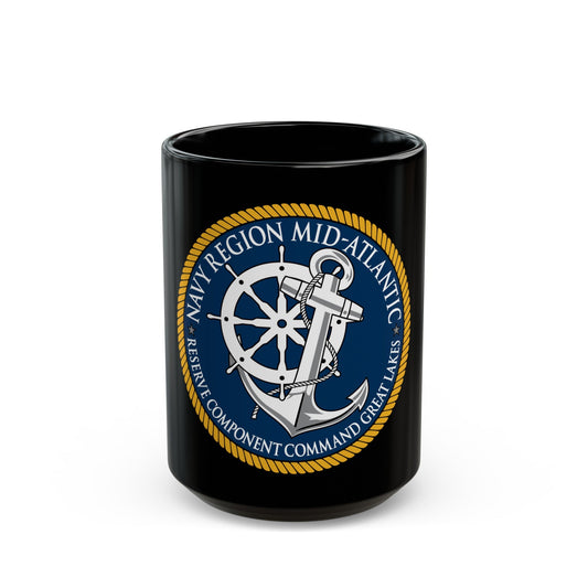 Reserve Component Comm Great Lakes Navy Reg Mid At (U.S. Navy) Black Coffee Mug-15oz-The Sticker Space