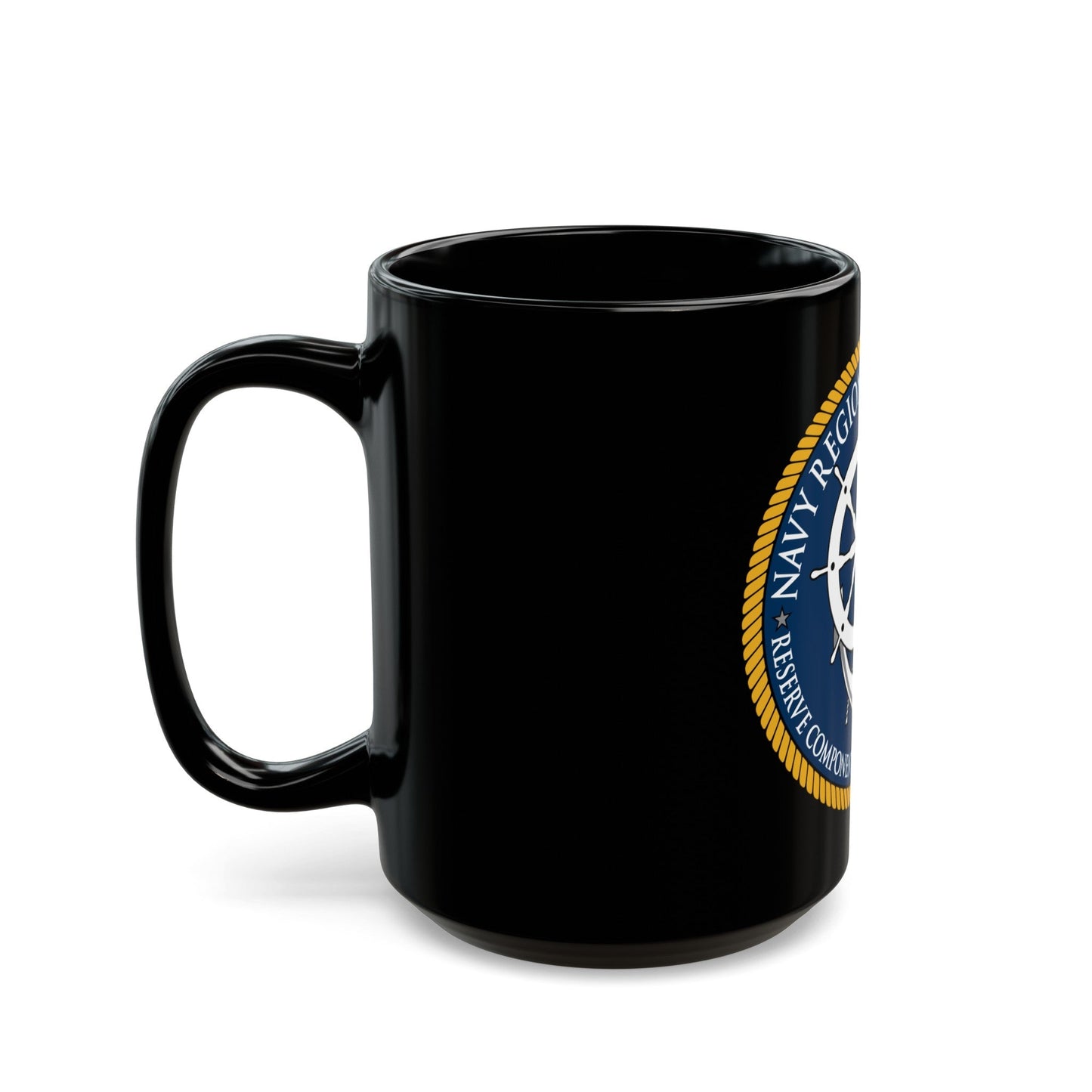 Reserve Component Comm Great Lakes Navy Reg Mid At (U.S. Navy) Black Coffee Mug-The Sticker Space