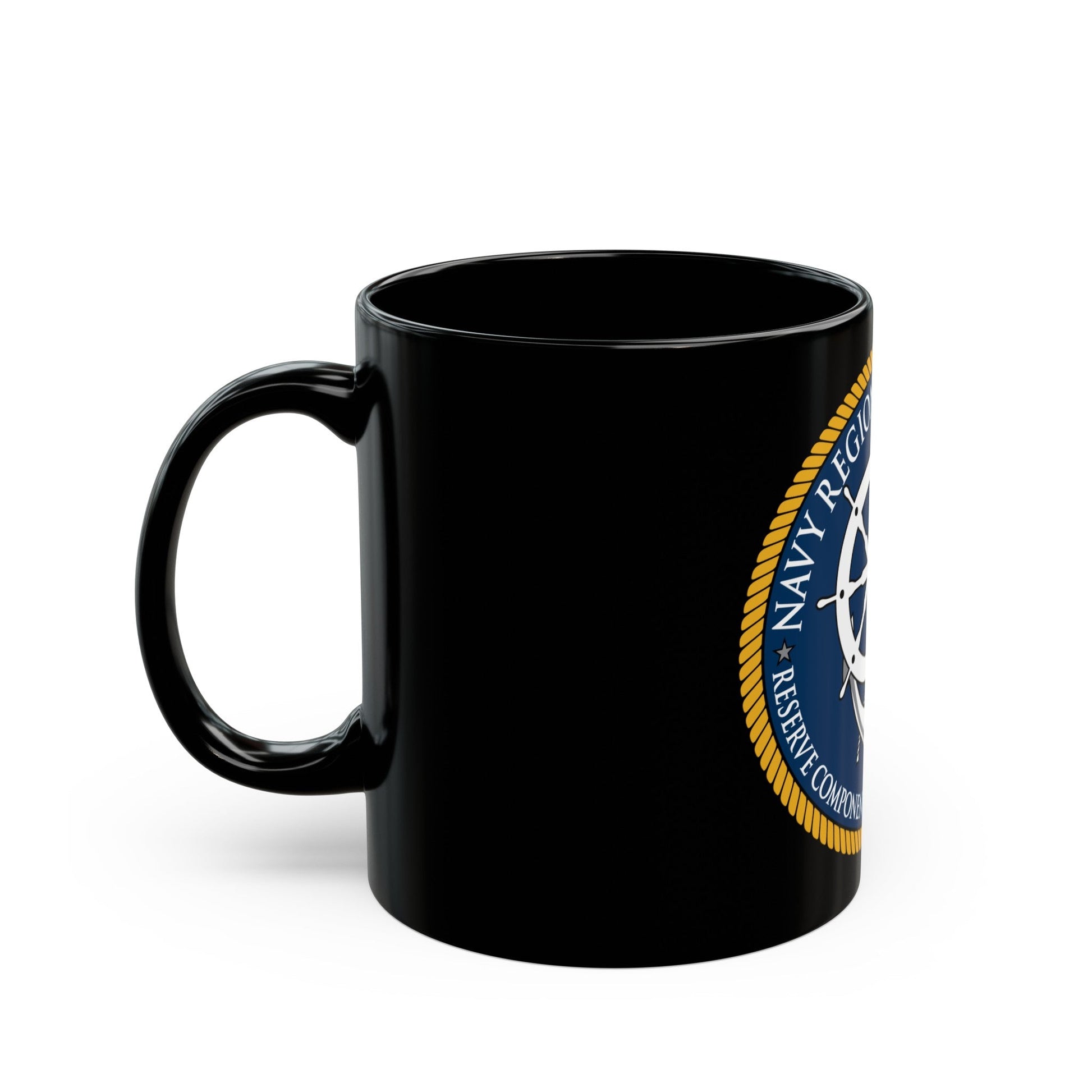 Reserve Component Comm Great Lakes Navy Reg Mid At (U.S. Navy) Black Coffee Mug-The Sticker Space