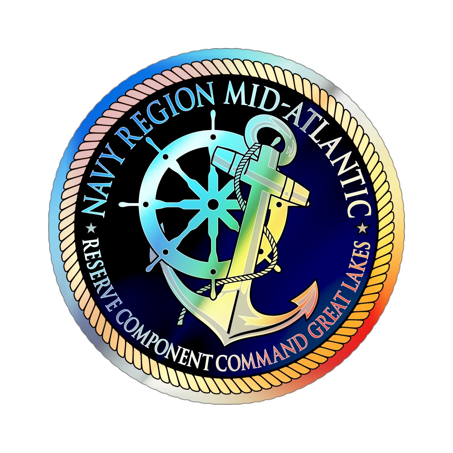 Reserve Component Comm Great Lakes Navy Reg Mid At (U.S. Navy) Holographic STICKER Die-Cut Vinyl Decal-4 Inch-The Sticker Space