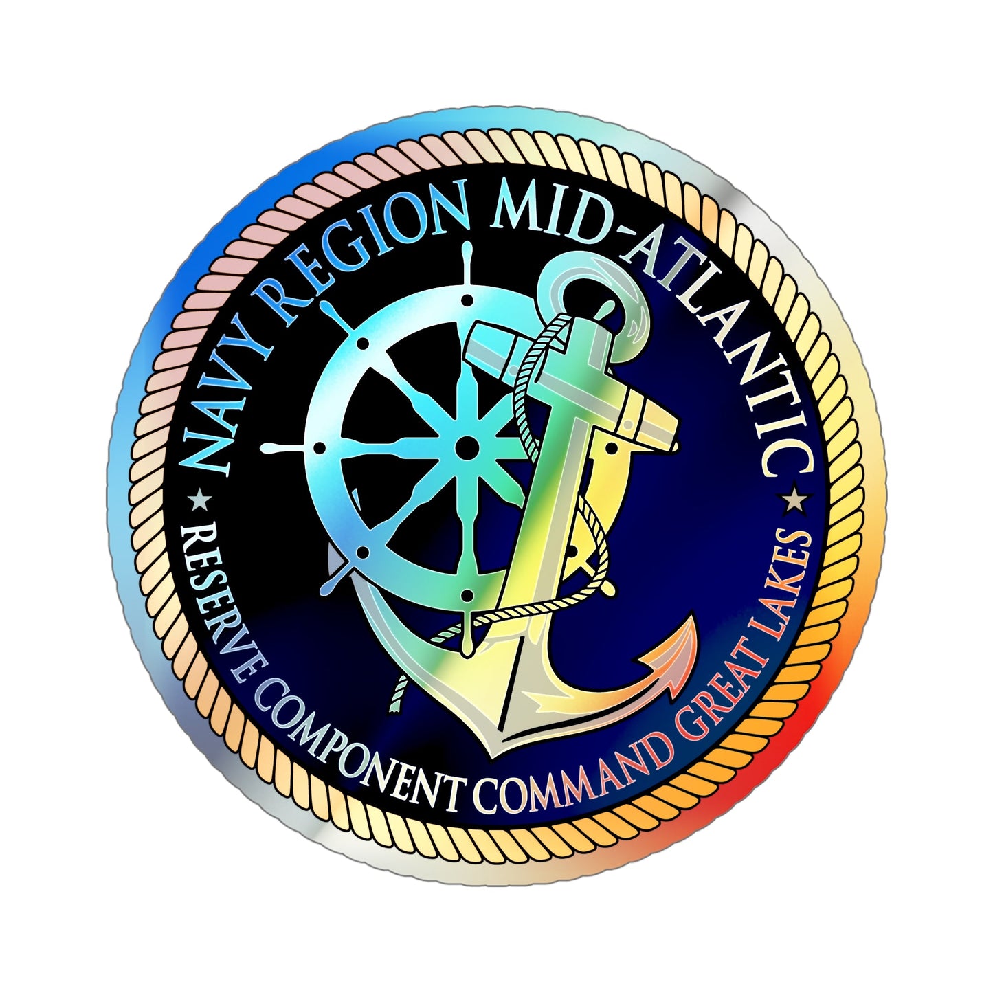 Reserve Component Comm Great Lakes Navy Reg Mid At (U.S. Navy) Holographic STICKER Die-Cut Vinyl Decal-5 Inch-The Sticker Space