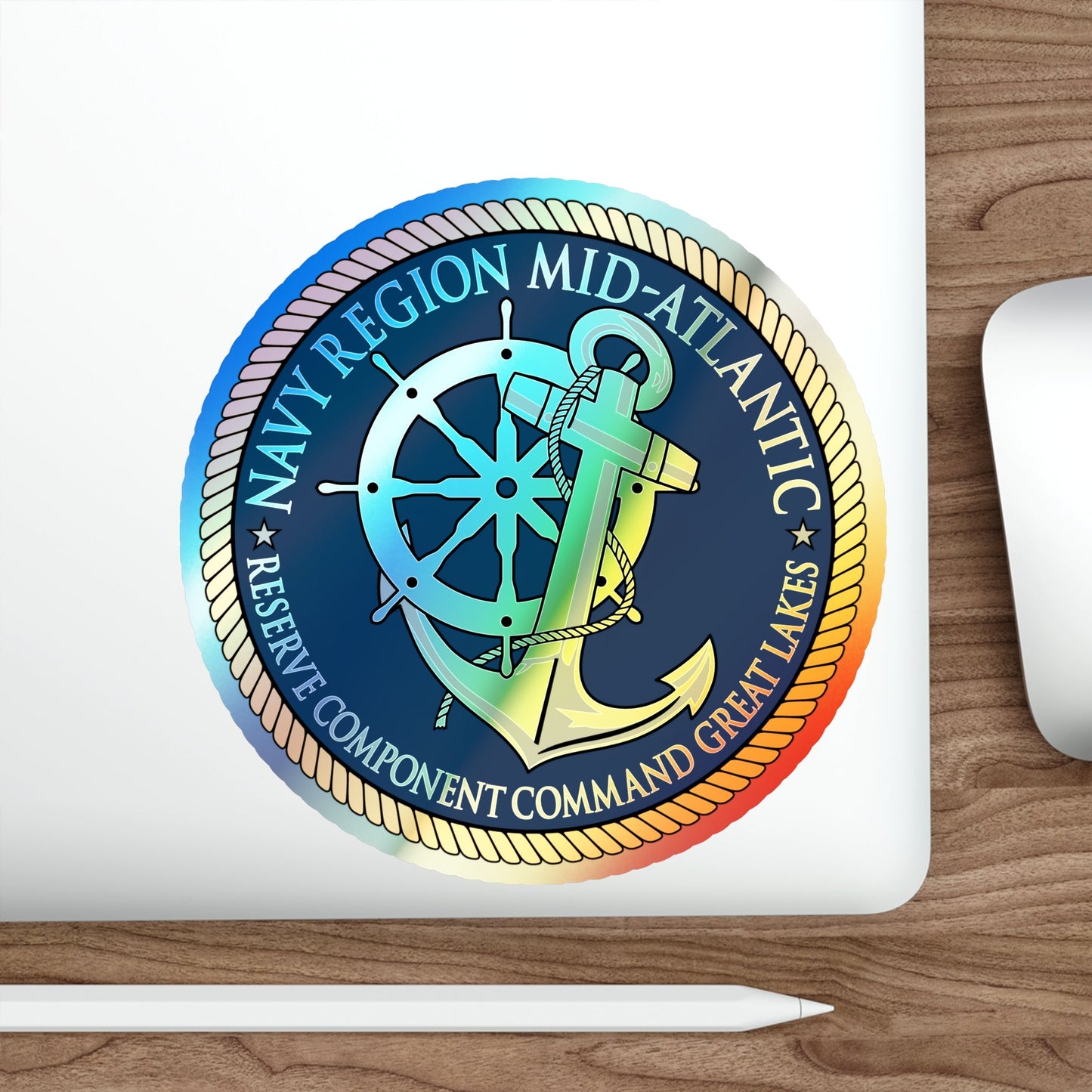 Reserve Component Comm Great Lakes Navy Reg Mid At (U.S. Navy) Holographic STICKER Die-Cut Vinyl Decal-The Sticker Space