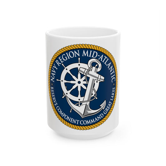 Reserve Component Comm Great Lakes Navy Reg Mid At (U.S. Navy) White Coffee Mug-15oz-The Sticker Space