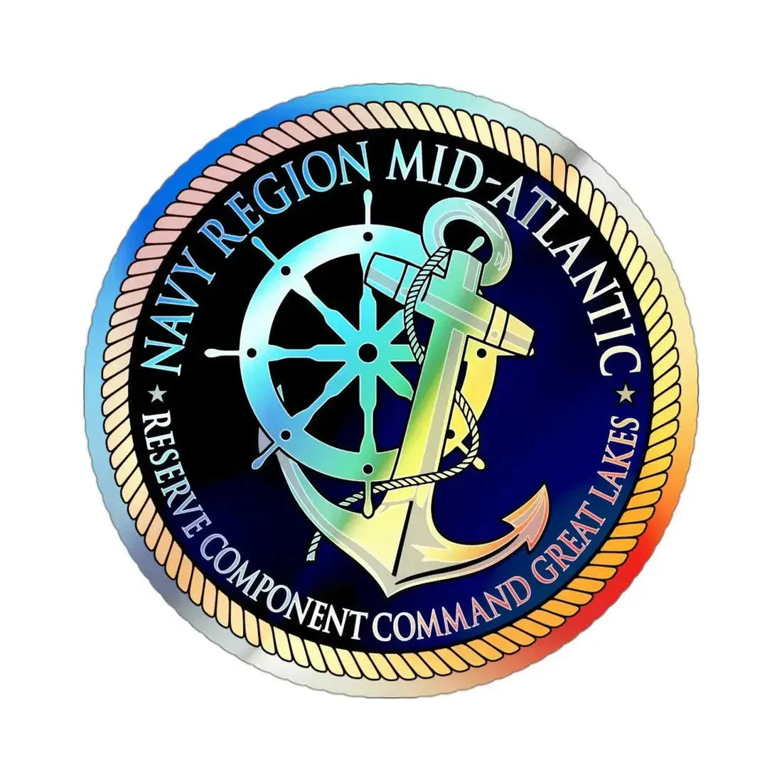 Reserve Component Comm Great Lakes Navy Reg Mid At (U.S. Navy) Holographic STICKER Die-Cut Vinyl Decal 3 Inch Holographic - The Sticker Space