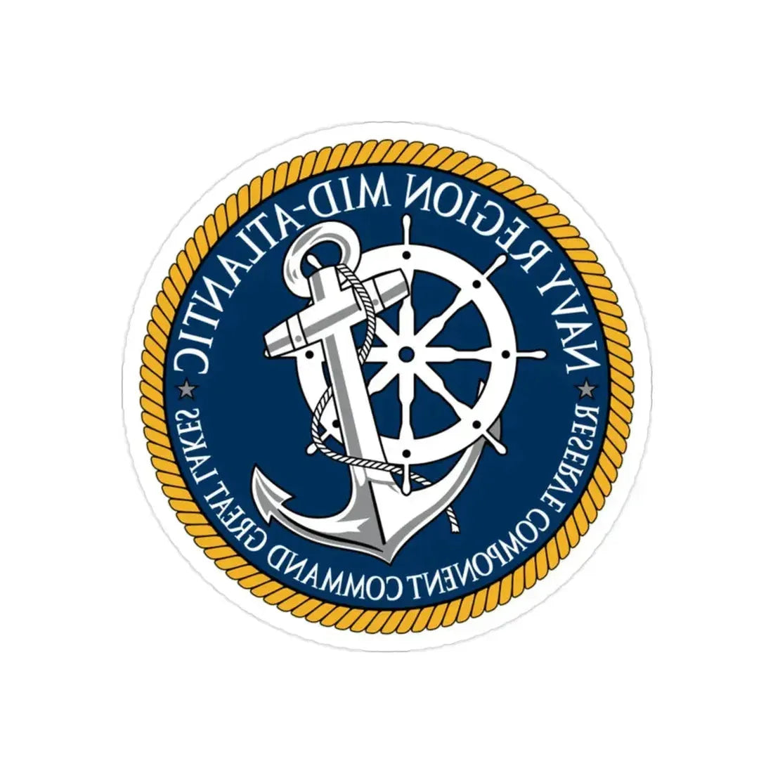 Reserve Component Comm Great Lakes Navy Reg Mid At (U.S. Navy) REVERSE PRINT Transparent Die-Cut STICKER 2 Inch Die-Cut Transparent - The Sticker Space