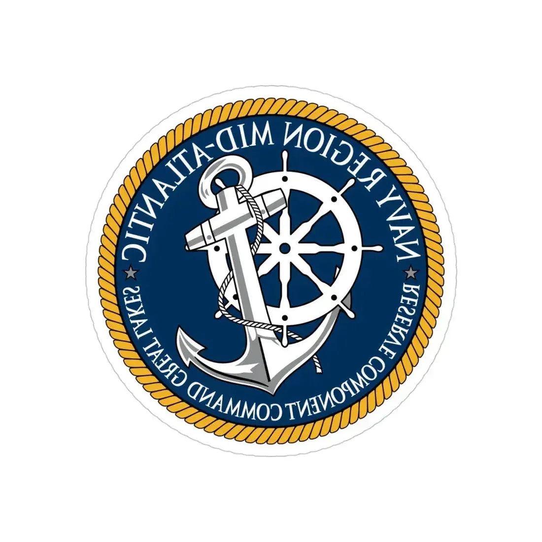 Reserve Component Comm Great Lakes Navy Reg Mid At (U.S. Navy) REVERSE PRINT Transparent Die-Cut STICKER 4 Inch Die-Cut Transparent - The Sticker Space