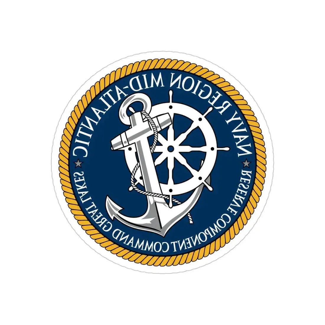 Reserve Component Comm Great Lakes Navy Reg Mid At (U.S. Navy) REVERSE PRINT Transparent Die-Cut STICKER 6 Inch Die-Cut Transparent - The Sticker Space
