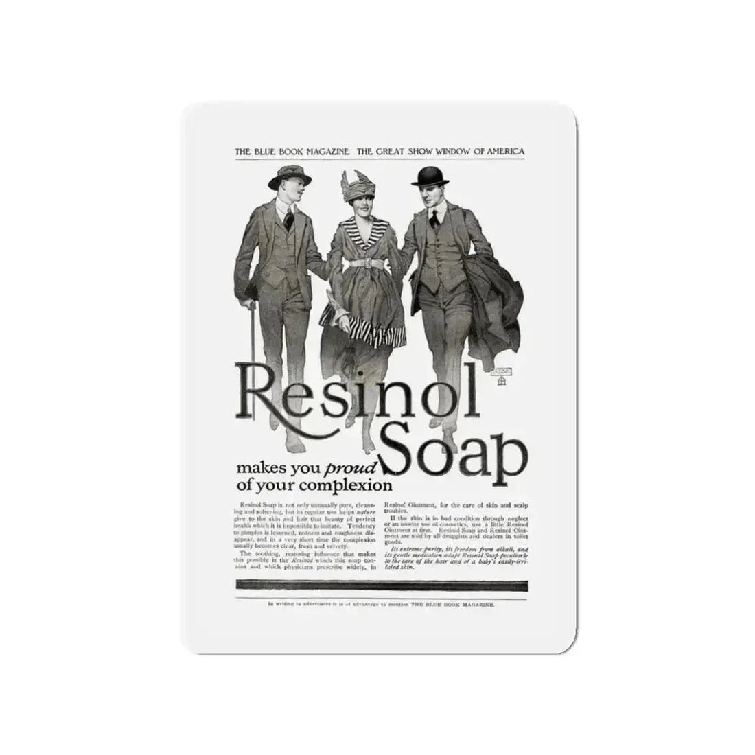 Resinol Soap ad, The Blue Book, October 1917 (Magazine Illustration) Refrigerator Magnet 3 Inch Die-Cut - The Sticker Space