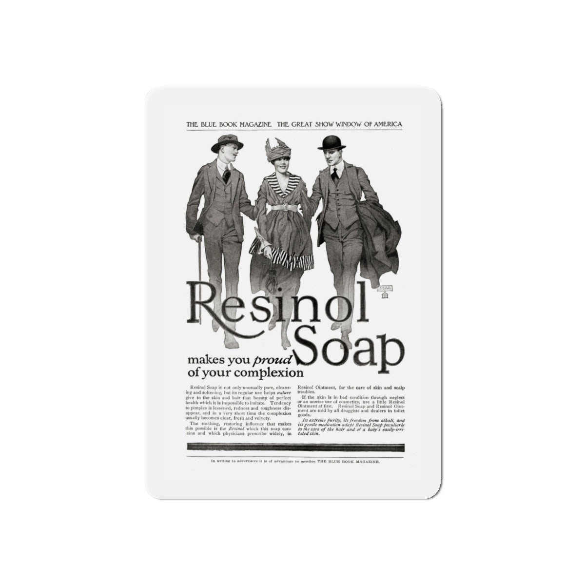 Resinol Soap ad, The Blue Book, October 1917 (Magazine Illustration) Refrigerator Magnet-5" x 5"-The Sticker Space