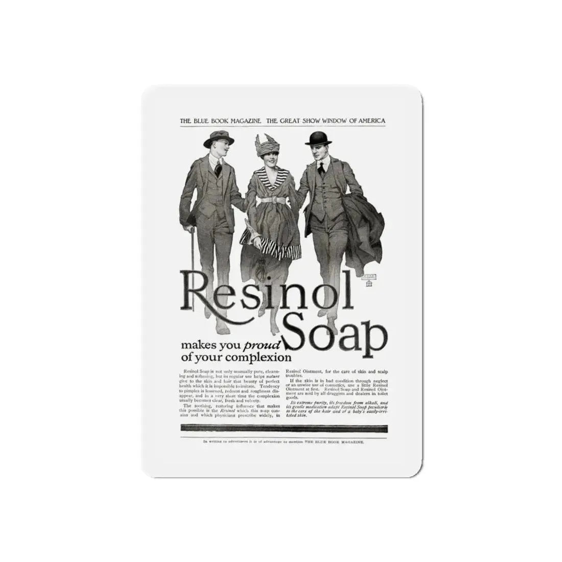 Resinol Soap ad, The Blue Book, October 1917 (Magazine Illustration) Refrigerator Magnet - The Sticker Space