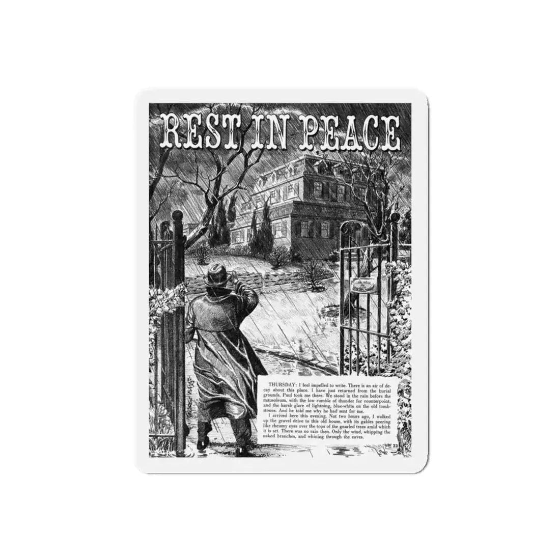 Rest in Peace, Terror Illustrated, December 1955 (Magazine Illustration) Refrigerator Magnet 4 Inch Die-Cut - The Sticker Space