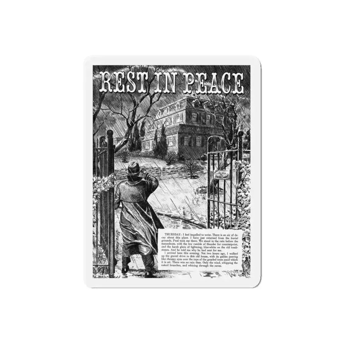Rest in Peace, Terror Illustrated, December 1955 (Magazine Illustration) Refrigerator Magnet 5 Inch Die-Cut - The Sticker Space