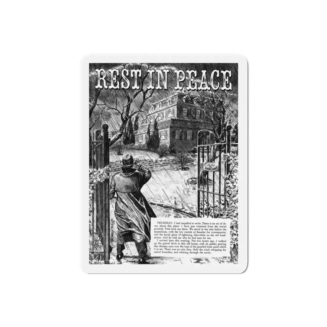 Rest in Peace, Terror Illustrated, December 1955 (Magazine Illustration) Refrigerator Magnet 6 Inch Die-Cut - The Sticker Space