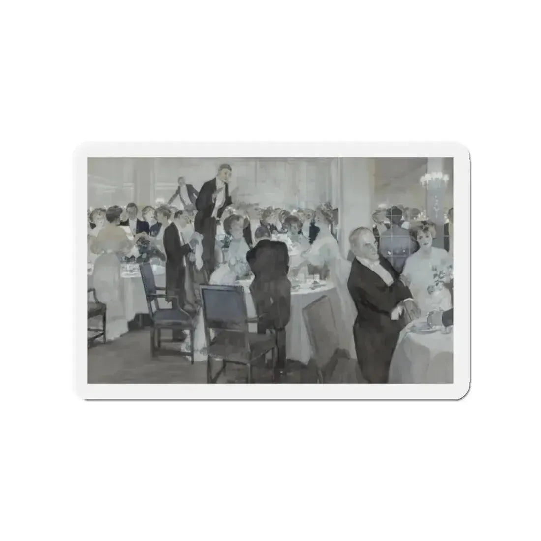 Restaurant Scene, 1903 (Magazine Illustration) Refrigerator Magnet 2 Inch Die-Cut - The Sticker Space
