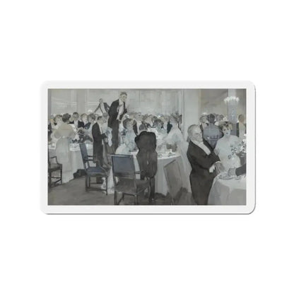 Restaurant Scene, 1903 (Magazine Illustration) Refrigerator Magnet 3 Inch Die-Cut - The Sticker Space