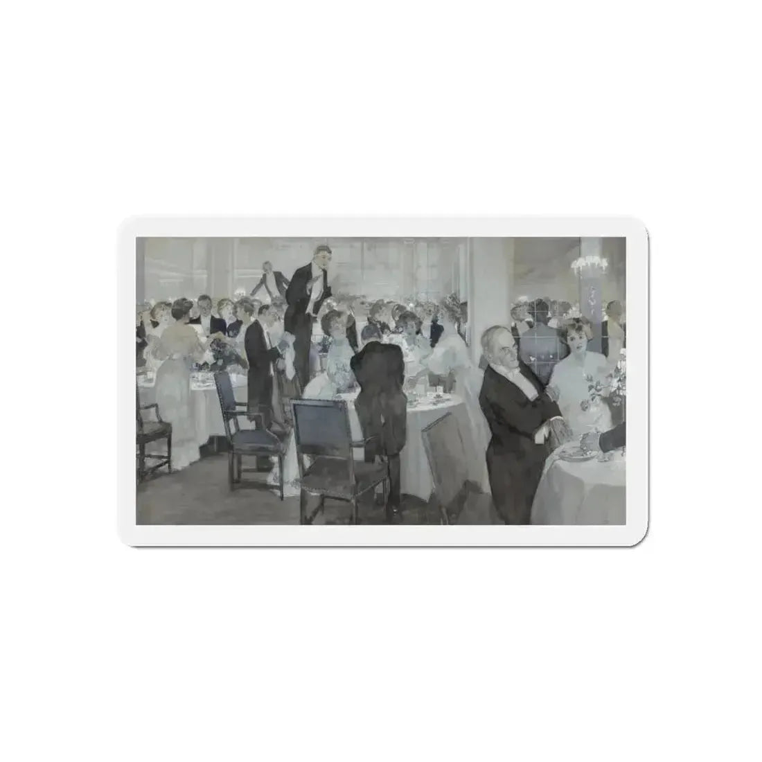 Restaurant Scene, 1903 (Magazine Illustration) Refrigerator Magnet 6 Inch Die-Cut - The Sticker Space