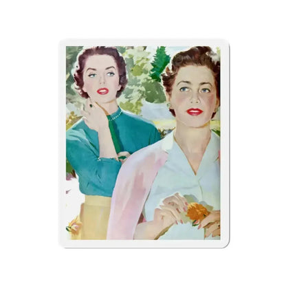Restive Wife, Ladies' Home Journal, September 1955 (Magazine Illustration) Refrigerator Magnet 2 Inch Die-Cut - The Sticker Space