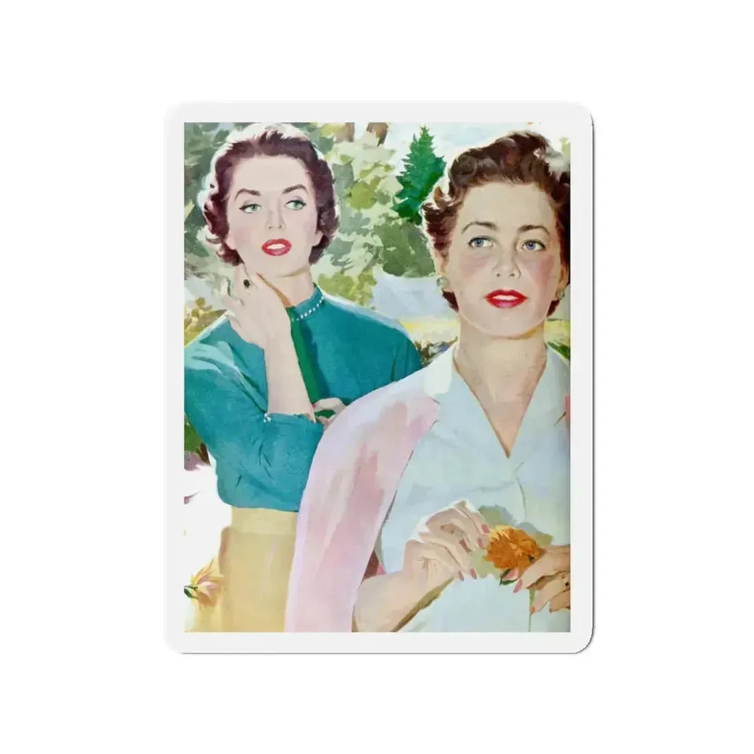 Restive Wife, Ladies' Home Journal, September 1955 (Magazine Illustration) Refrigerator Magnet 3 Inch Die-Cut - The Sticker Space