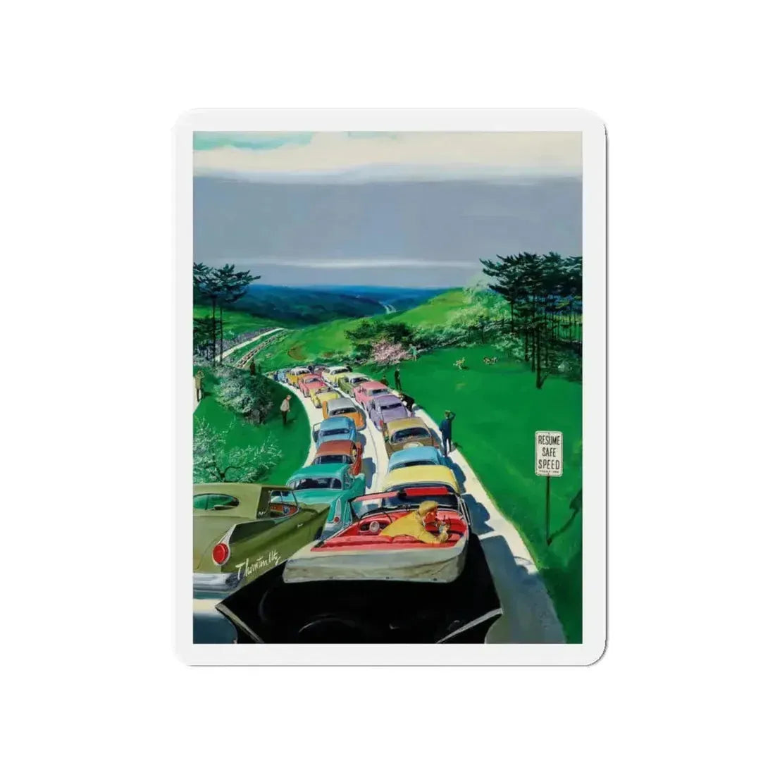 Resume Safe Speed, The Saturday Evening Post, May 30, 1959 (Magazine Illustration) Refrigerator Magnet 4 Inch Die-Cut - The Sticker Space