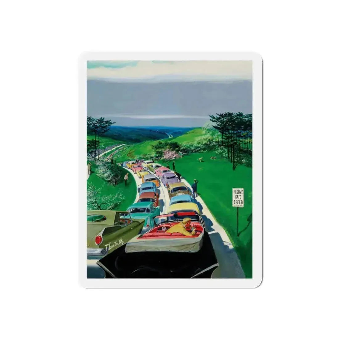 Resume Safe Speed, The Saturday Evening Post, May 30, 1959 (Magazine Illustration) Refrigerator Magnet 6 Inch Die-Cut - The Sticker Space
