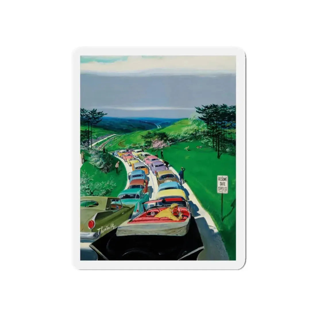 Resume Safe Speed, The Saturday Evening Post, May 30, 1959 (Magazine Illustration) Refrigerator Magnet - The Sticker Space