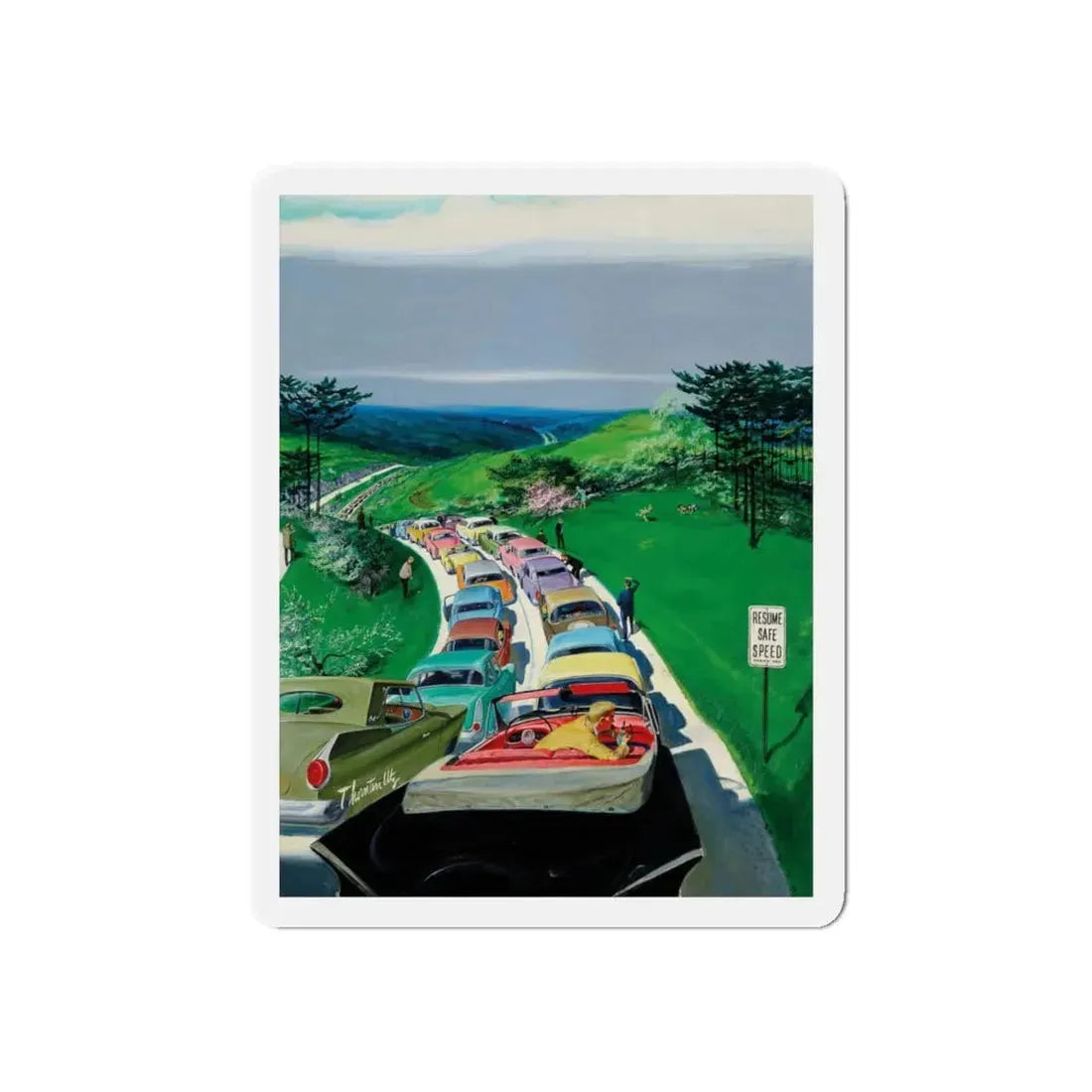 Resume Safe Speed, The Saturday Evening Post, May 30, 1959 (Magazine Illustration) Refrigerator Magnet - The Sticker Space