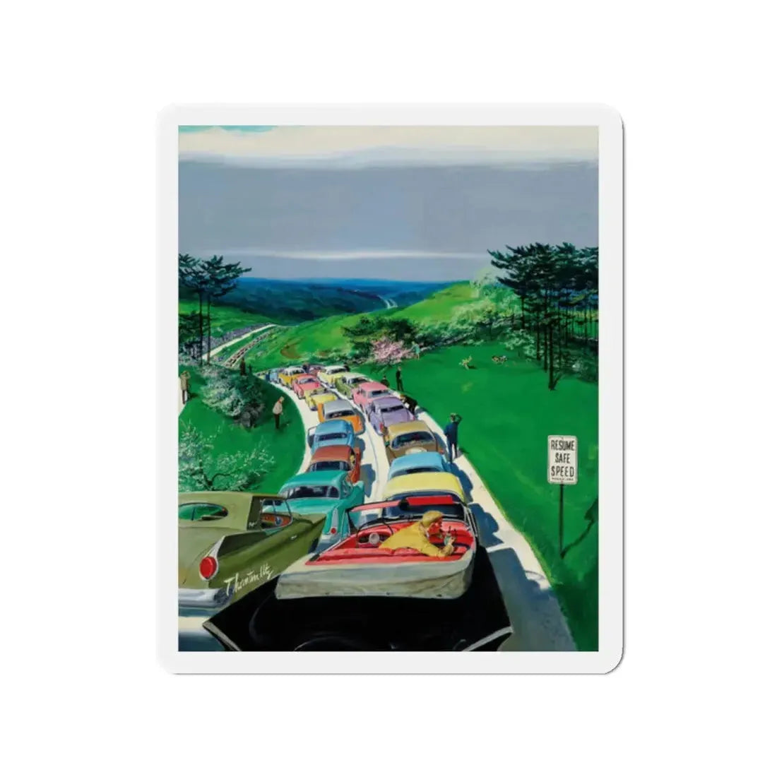 Resume Safe Speed, The Saturday Evening Post, May 30, 1959 (Magazine Illustration) Refrigerator Magnet - The Sticker Space