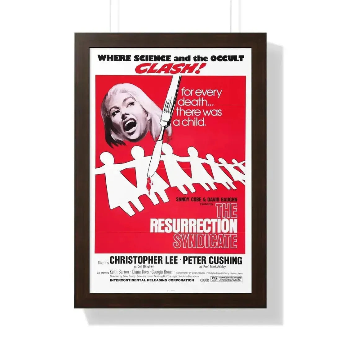 RESURRECTION SYNDICATE (NOTHING BUT THE NIGHT) 1973 - Framed Movie Poster 16″ x 24″ Walnut - The Sticker Space