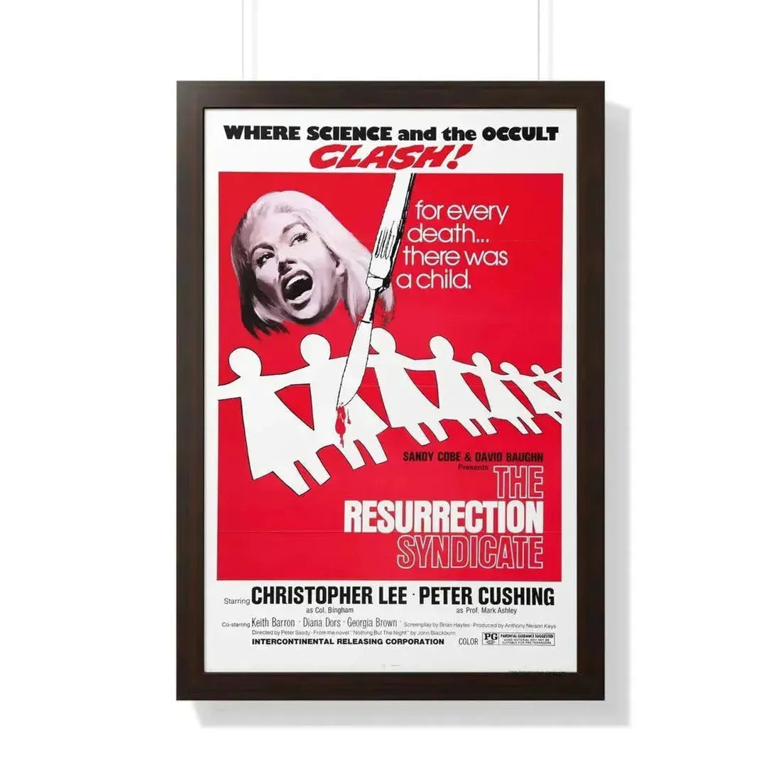 RESURRECTION SYNDICATE (NOTHING BUT THE NIGHT) 1973 - Framed Movie Poster 20" x 30" Walnut - The Sticker Space