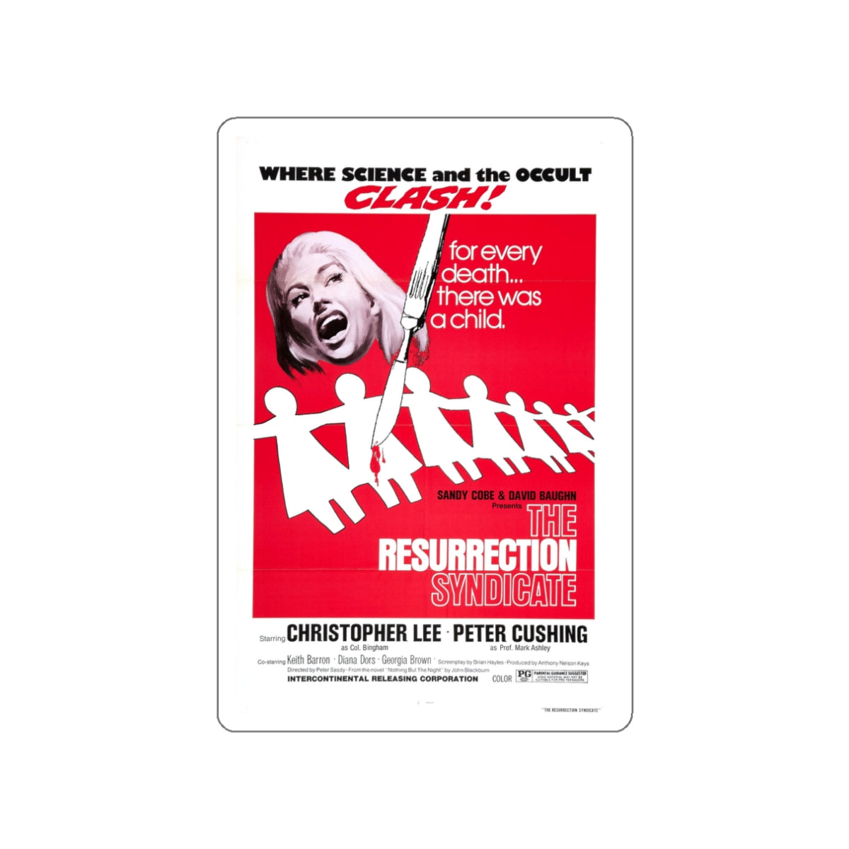 RESURRECTION SYNDICATE (NOTHING BUT THE NIGHT) 1973 Movie Poster STICKER Vinyl Die-Cut Decal-White-The Sticker Space