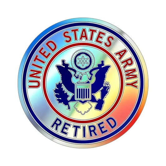 Retired Service Identification Badge 2 (U.S. Army) Holographic STICKER Die-Cut Vinyl Decal 6 Inch Holographic - The Sticker Space